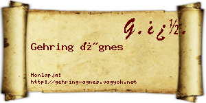 Gehring Ágnes névjegykártya